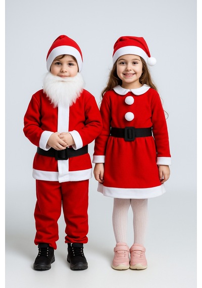 Parti Selesi Kız Çocuk Noel Elbise Noel Baba Kıyafeti Noel Kostümü Yılbaşı Yeni Yıl Kırmızı