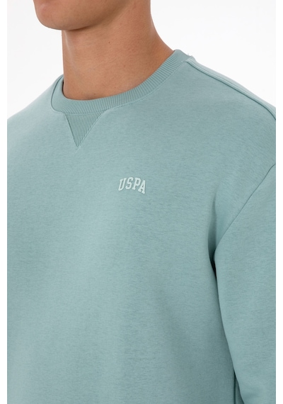 U.S. Polo Assn. Erkek Comfort Fit Bisiklet Yaka Şardonlu Mint Basic Sweatshirt 50313757-VR090
