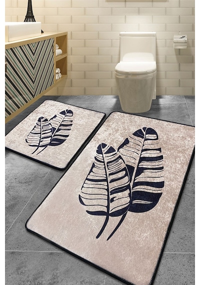 Chilai Home Lipha Bej 2'li Set Banyo Halısı Djt Renkli