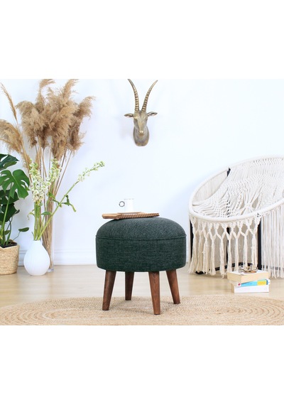 Lorencehome Deff Puf - Gri-Yeşil / Lorencehome