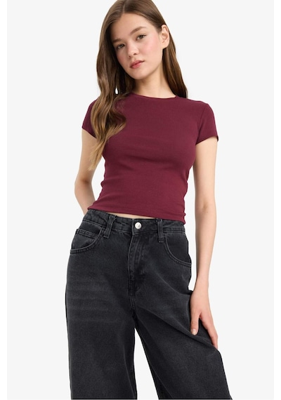 Defacto Coool Fitted Ribana Kısa Kollu Tişört E0288ax25aubr98 Bordo Defacto Coool Fitted Ribana Kısa Kollu Tişört E0288ax25aubr98 Bordo