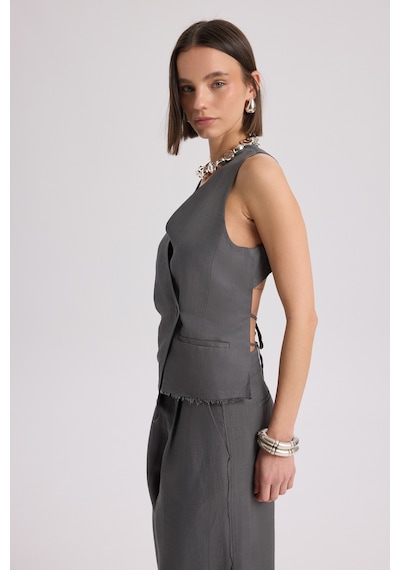 Mai Collection Mai Studios Co. Nagmetah Sırt Pencereli Antrasit Yelek Pantolon Takım Antrasit