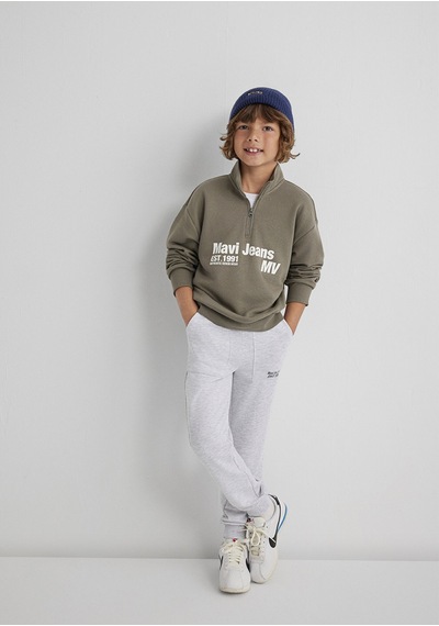 Mavi - Yarı Fermuarlı Haki Sweatshirt 6s10142-86961 Yeşil