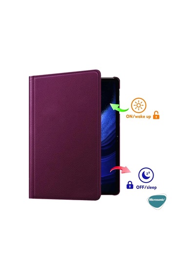 Xiaomi Pad 6 İçin Kılıf 360 Rotating Stand Deri Kırmızı Pad 6 İle Uyumlu Kılıf - Kırmızı