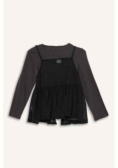 Defacto Kız Çocuk Loose Fit Bisiklet Yaka Baskılı Uzun Kollu Tişört G1083a825auar58 Antrasit