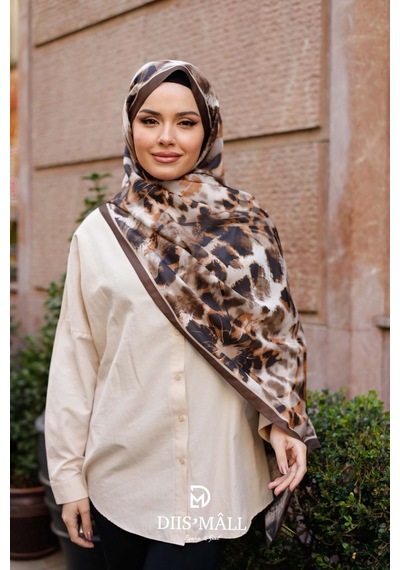Mimiyum Sarmaşık Leopar Şal Kahve Rengi