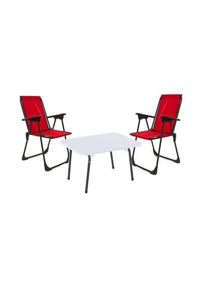 Exent 45x60 Katlanır Masa + 2 Adet Kamp Sandalyesi, Çift Dikişli 120 Kg Kapasiteli-2kır-bey Çok Renkli