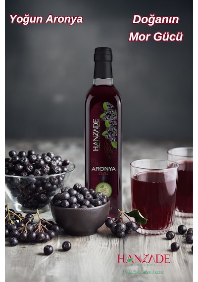 Hanzade Bitkisel Aronya Özü 500 Ml X 2 Adet Soğuk Pres, Yoğun Tat, Cam Şişe