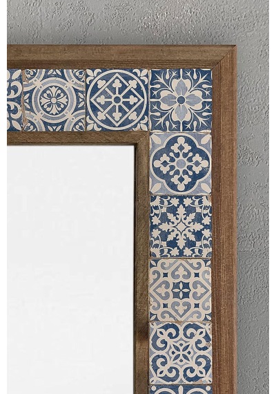 Tr Oscar Stone Decor Masif Çerçeveli Mozaik Taş Mermer Ayna 43 Cm X 63 Cm Seramik Desenli-dresuar Aynası Diğer