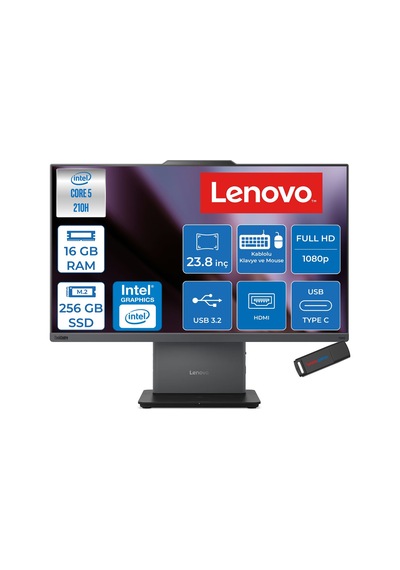 Lenovo ThinkCentre Neo 50a 24 Gen 5 12SC004GTRF01 Core 5 210H 16 GB 256 GB SSD 23.8" Free Dos AIO Masaüstü Bilgisayar
