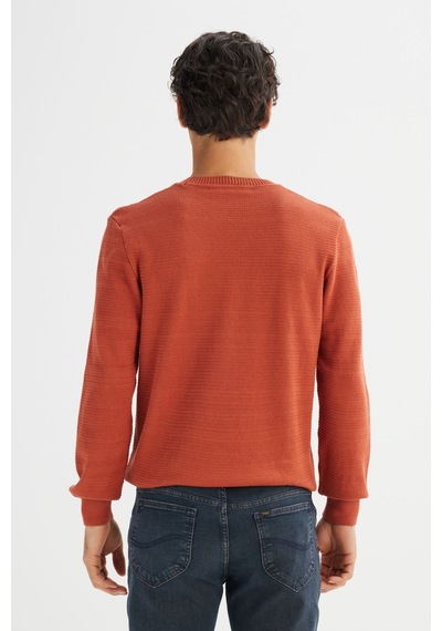 Lee %100 Pamuk Regular Fit Erkek Triko Kazak L2520373222 Turuncu
