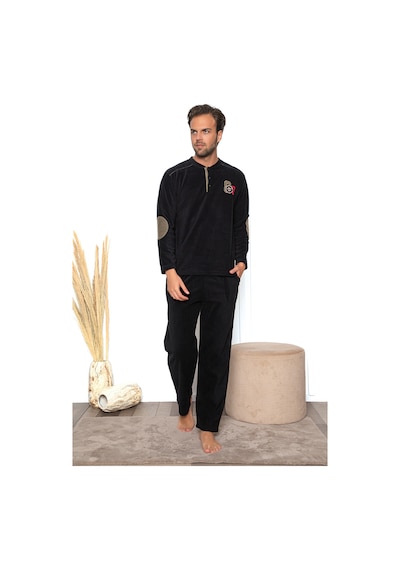Nisanca Kışlık Erkek Polar Pijama Takımı Siyah