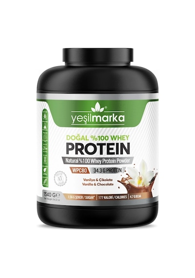Yeşilmarka Doğal Whey Protein Tozu – Çikolata/Vanilya 1540 Gr