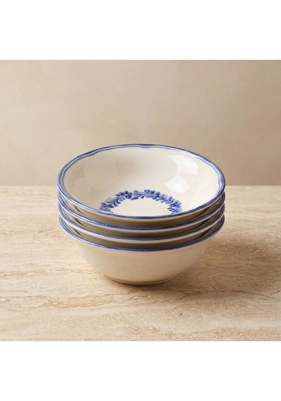 Güral Yaprak Desenli 14 Cm 4lü Porselen Çorba Ve Salata Kasesi Seti Çok Renkli