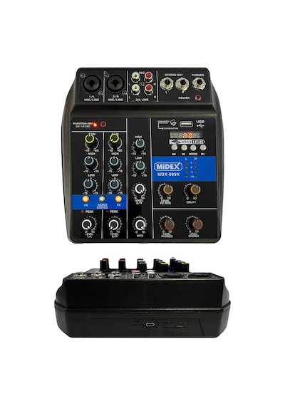 Midex Mdx-999X Stüdyo Kayıt İçin Ses Kartlı + 48 V Phantomlu Kayıt Mikseri + Xlr Kablo + Rca