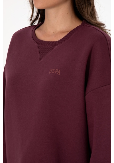 U.S. Polo Assn. Kadın Bordo Şardonlu Bisiklet Yaka Basic Sweatshırt 50313586-VR177