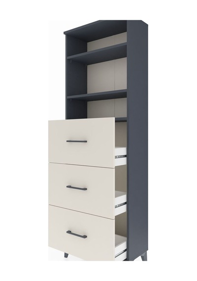 Arges Dolap 3 Raflı 3 Çekmeceli 60x30x182 Antrasit-aytaşı Antrasit
