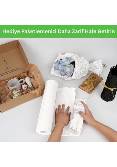 Petek Dolgu Ambalaj Sargı Kağıdı - Beyaz, Hediye Ve Eşya Paketleme, Kargo Kağıdı - 38 Cm X 50 Metre