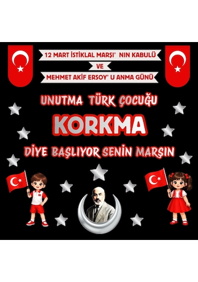 12 Mart İstiklal Marşı'nın Kabulü Pano Süsü 7