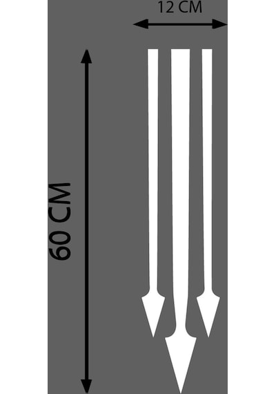 Oto Kaput Sticker Ok Ucu 3'lü Beyaz 12 60 Cm