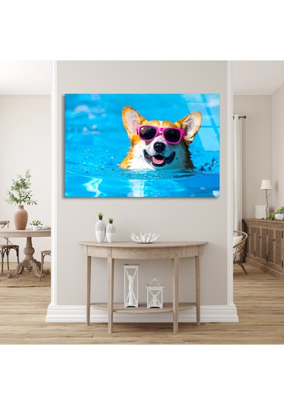 Havalı Köpek - Cam Tablo - Deg1162 125 X 80 Cm