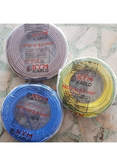 Kym Kablo 2.5 Nya Tam Bakır H07V-U Tse 100 Metre