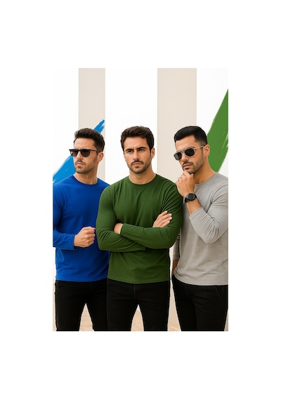 Rich Erkek Mavi-haki-grimelanj 3'lü Paket Basic Uzun Kollu Body Mavi-haki-grimelanj