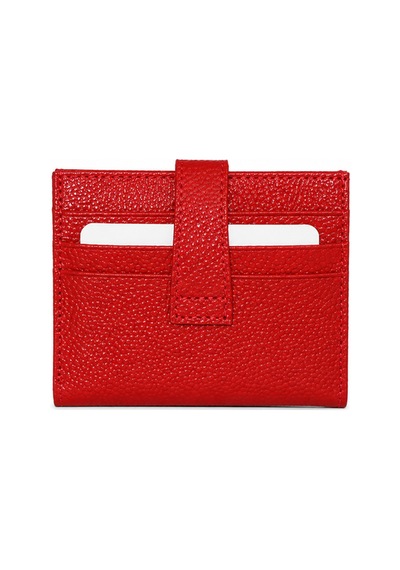 Genel Markalar Vaulto Gerçek Deri Unisex Kartlık Grained Kırmızı