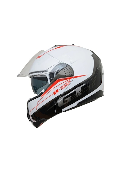 Beon B700 B-Shock Çene Açılır Vizörlü Kask Beyaz - Kırmızı