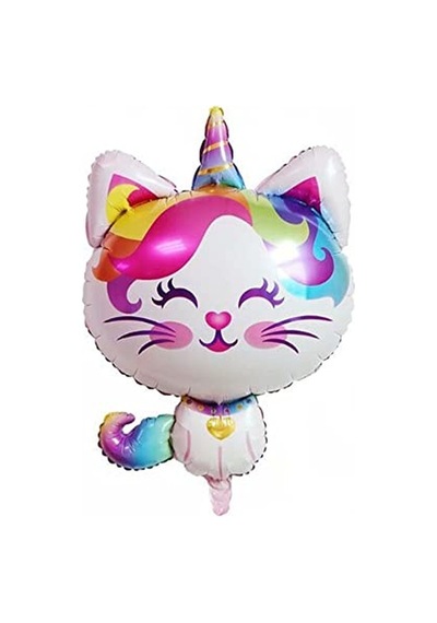 Kedi Unicorn Folyo Balon 2 Yaş Mavi