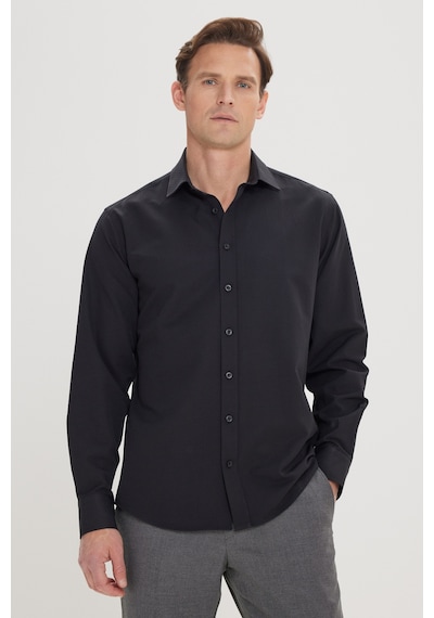 AC&Co / Altınyıldız Classics Erkek Sıyah Comfort Fit Geniş Kesim Klasik Yaka Pamuklu Rahat Armürlü Gömlek Siyah AC&Co / Altınyıldız Classics Erkek Sıyah Comfort Fit Geniş Kesim Klasik Yaka Pamuklu Rahat Armürlü Gömlek Siyah