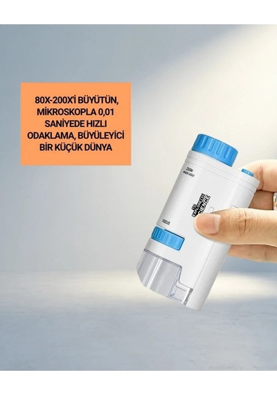 Taşınabilir Led Cep Mikroskop 80-200 Kat Büyütme