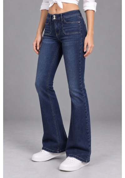 Cedy Denim Cedy Denım Kadın Çift Düğmeli Düşük Bel Bootcut Kalıp Likralı Jean Pantolon Özel Tasarım Cepli C650 Lacivert Cedy Denim Cedy Denım Kadın Çift Düğmeli Düşük Bel Bootcut Kalıp Likralı Jean Pantolon Özel Tasarım Cepli C650 Lacivert