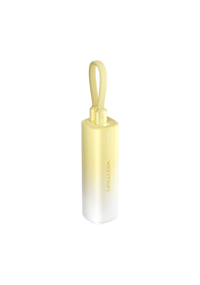 Vention 5000mah 20w Mini Powerbank Usb-c Ve Lightning Çıkışlı Dahili Askı Kablolu Limon Sarısı Sarı