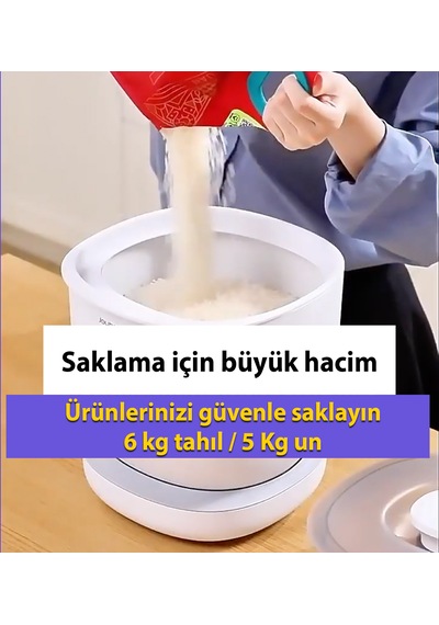 Saklama Kabı, 6 Kg Silikon Kapaklı Sızdırma Yapmaz Beyaz