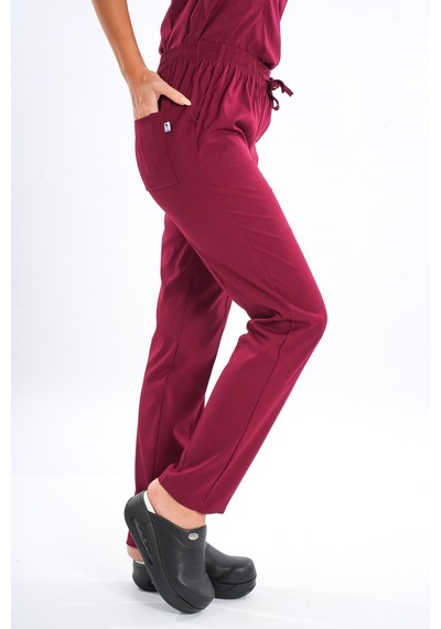 Bordo Lily Model Fermuarlı Soft Likra Doktor Hemşire Üniforma 001