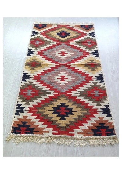 Çift Taraflı Yıkanabilir Dokuma Kilim 6 Metrekare Zilli 200x300cm Çok Renkli
