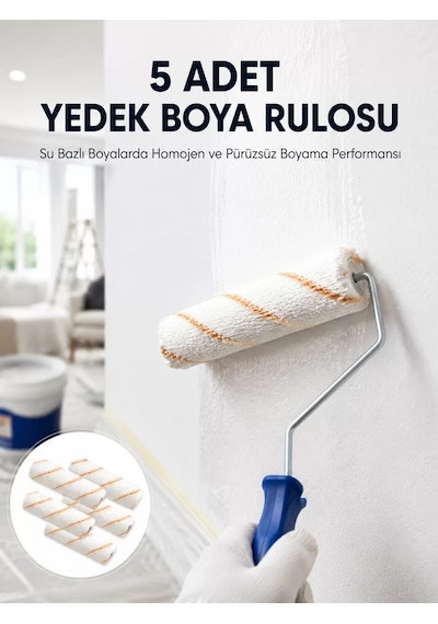 Northcity 5 Li Mini Rulo Boya Seti Duvar Tavan Emülsiyon Uygulama - Pürüzsüz Ve İz Bırakmayan Çözüm 17,5 KĞ