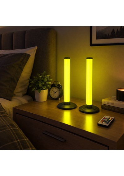 2 Adet Usb Kablolu Rgb Led Çubuk Dekoratif Masa Lambası Kumandalı Renkli Aydınlatma Oyuncular İçin & Tv Arkası Aydınlatma
