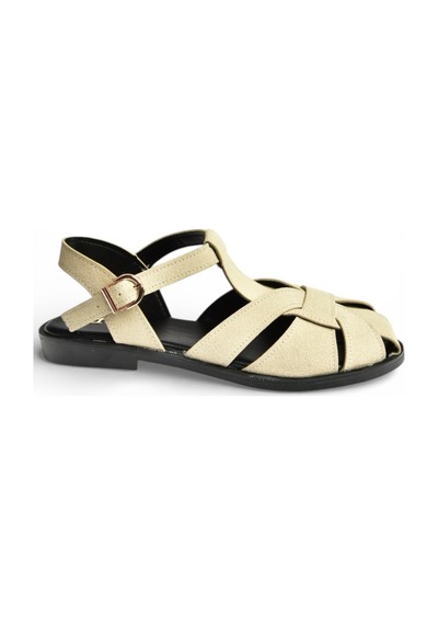 Fox Shoes Y250303002 Bej Süet Kadın Sandalet Bej