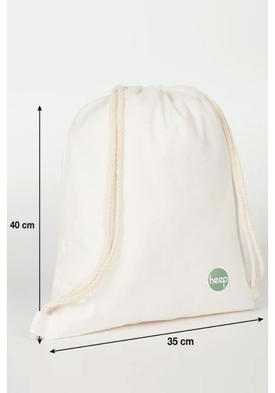 Heep Krem 35x40 Cm Unisex Ham Bez Büzgülü Sırt Ayakkabı Çantası Natural