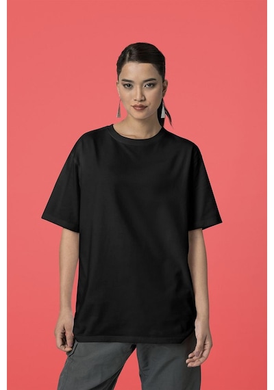 Sevbano Unisex Oversize Baskısız Basic Tişört Siyah