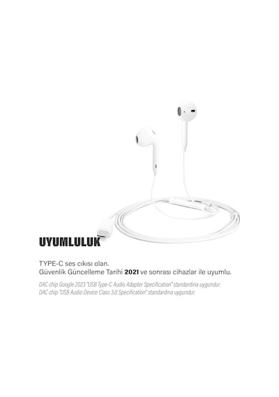 Diğer - Samsung A53- A54- A55- A56 - A57 Uyumlu Type C Mikrofonlu Kablolu Kulaklık Ep81