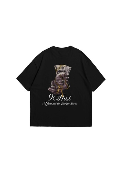 Startmore Money Hand Baskılı Oversize Unisex Beyaz Siyah