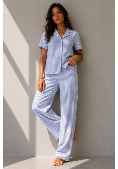 Norcia Sports Kadın Klasik Doğal Düğme Gece Mavi Pijama Takımı Çok Renkli - 929323047 Çok Renkli - 929323047 Çok Renkli