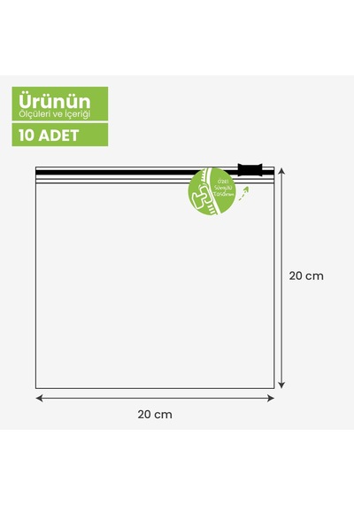 Fermuarlı Organizer Poşet 10 Adet 20x20+5 Cm Şeffaf