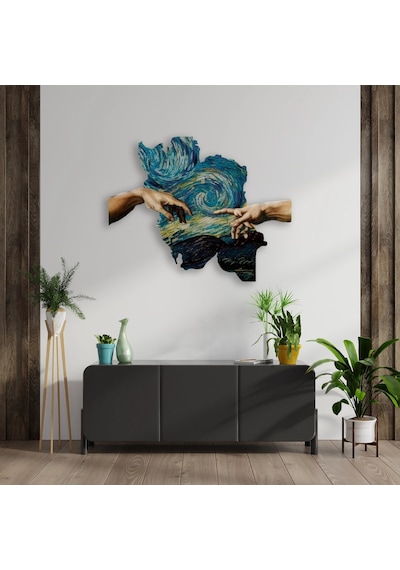 Yaratılış & Yıldızlı Gece - Metal Tablo - Dec0162 80 X 64 Cm Çok Renkli