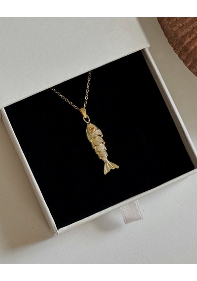 Gold Kıvrık Balık Kolye Çok Renkli