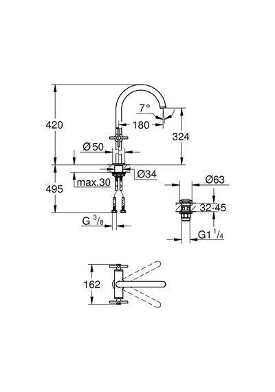 Grohe Atrio Super Steel 21044DC3 Çanak Lavabo Bataryası