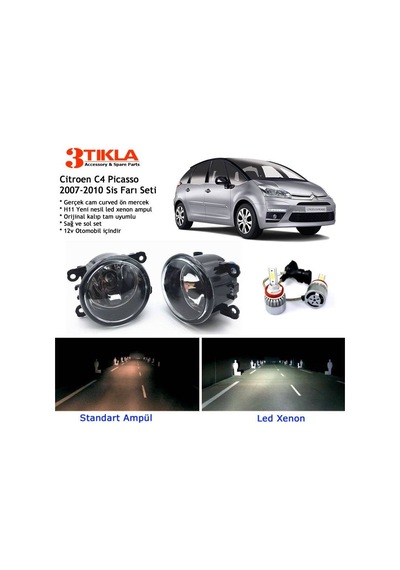 Citroen C4 Picasso 2007-2010 Beyaz Led Xenon Sis Farı Seti